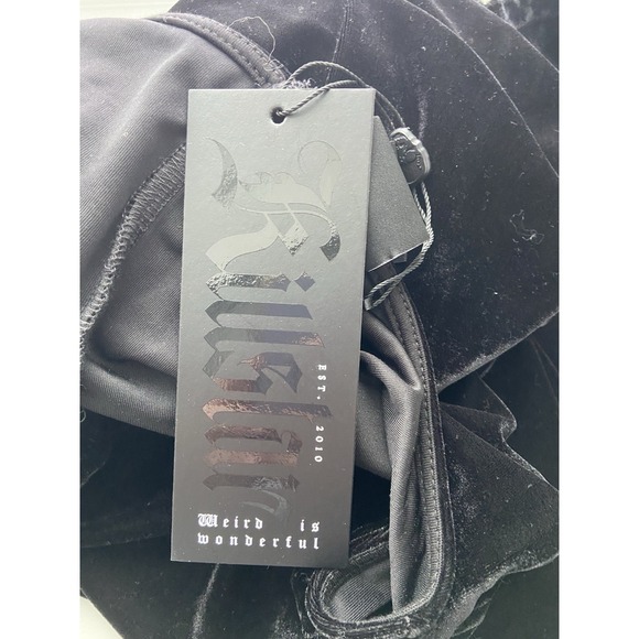 Killstar Black Velvet Romantic Goth Long Flared Sleeve Dress Size L Vamp Witchy - Picture 8 of 12